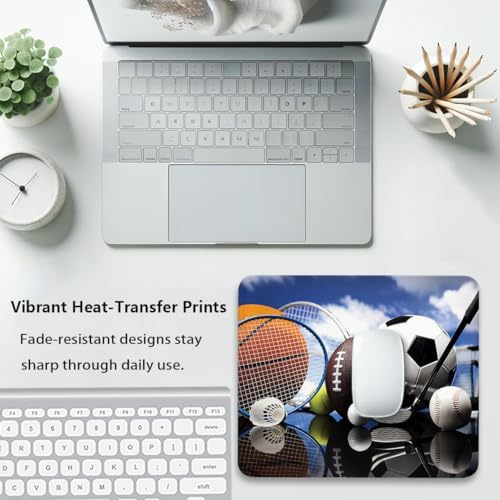 Sports Mouse Pad, Soccer Darts Ice Hockey Baseball Basketball Desk Mat
