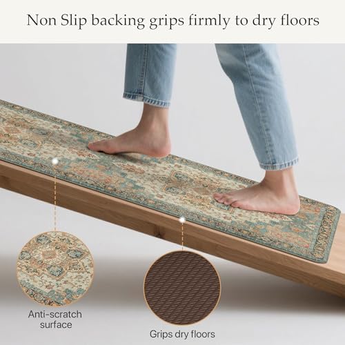 GENIMO Anti Fatigue Kitchen Mats for Floor 17"X59", Runner Rug,Peach