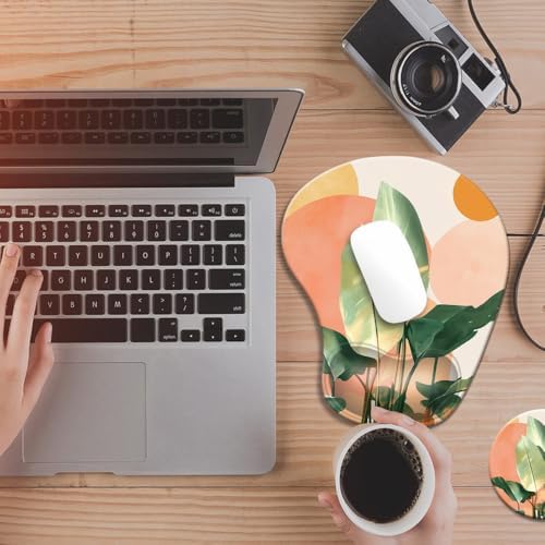 Ergonomic Mouse Pad with Wrist Rest,Comfortable Computer Gel Mouse Pad Wrist Support for Laptop,Pain Relief Mousepad with Non-Slip PU Base Design Art