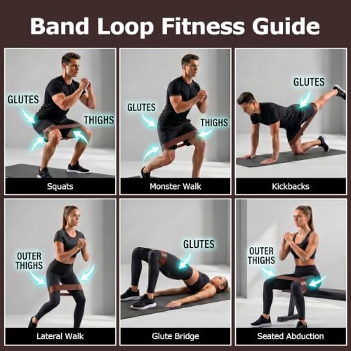 6-Pack Premium Natural Rubber Thickened Workout Resistance Bands Set for Home Gym & Physical Therapy, Anti-Snap Durable Exercise Bands for Full Body Strength Training, Legs, Glutes, Multi-Level