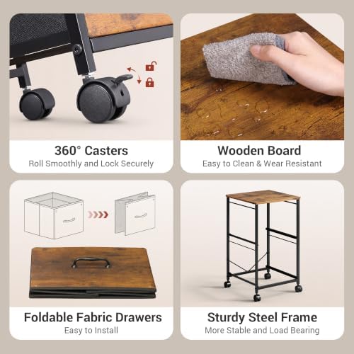 DEVAISE 2 Drawer Mobile File Cabinet, Rolling Printer Stand