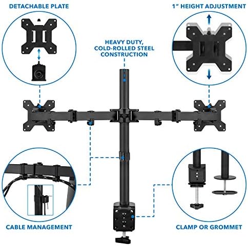 Mount-It! Dual Monitor Desk Mount, 17-32", 19.8 lbs Each
