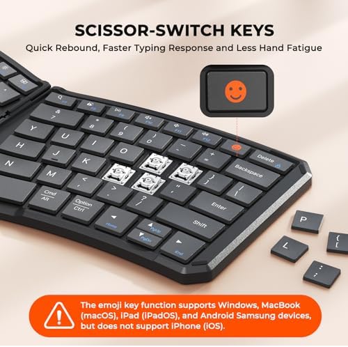 MEETION Foldable Ergonomic Bluetooth Keyboard, Split, Portable, Black