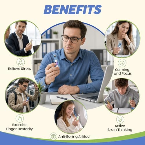 Fidget Toys Adults Stress Relief: 4 Pack Desk Fidget Clicker for ADHD Focus