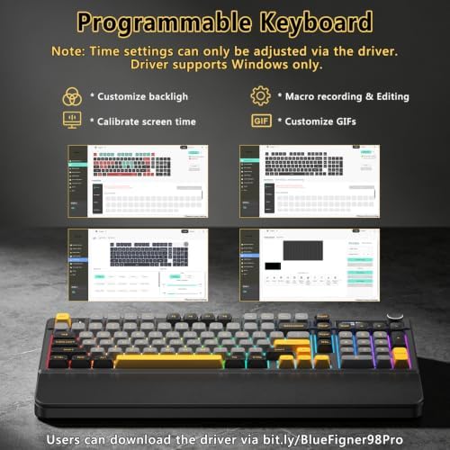 BlueFinger B98Pro Wireless Gaming Mechanical Keyboard with Wrist Rest