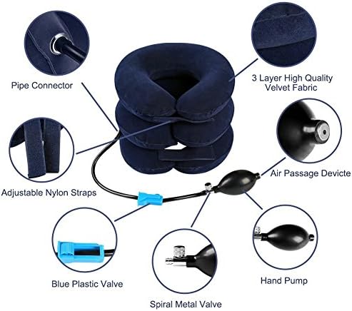 RUNZI Cervical Neck Traction Device Inflatable Neck Stretcher, Easy to Use for Chronic Neck and Shoulder Pain Relief Traction Spine Alignment, Neck Cervical Brace