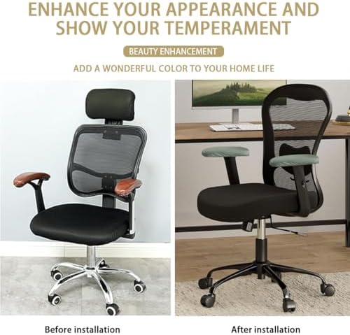 Office Chair Arm Covers Leather Office Removable Armrest Covering Stretch Water Resistant Chair Seat Hand Rest Protector for Computer Desk Chairs 1 Pair Green
