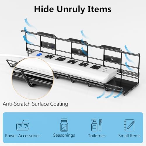 DELAMU 1 Pack Under Desk Cable Management Tray, Black