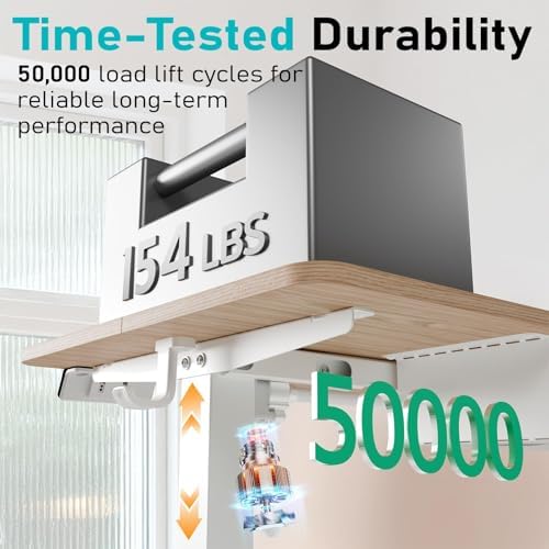 Electric Standing Desk, 40" x 24" Small Sit Stand Desk, Light Walnut