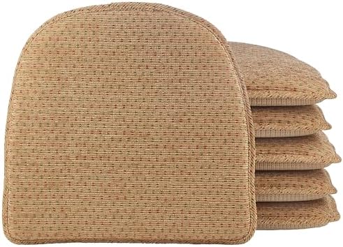 Klear Vu Raindrop The Gripper Non Slip Chair Cushions, Soft & Comfortable Seat Pad, Sitting Pillow for Kitchen, Dining or Office, 6 Count (Pack of 1), Natural