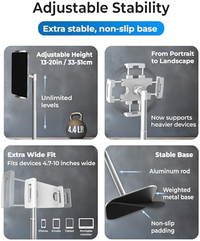 COOPER TabStand 20" Tall iPad Stand for Desk, Portable Monitor Stand Holder