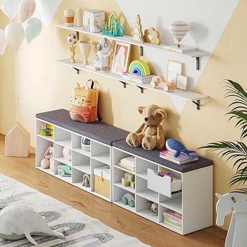 DINZI LVJ Long Wall Shelves, 55.1Inch Wooden Floating Shelves with Brackets