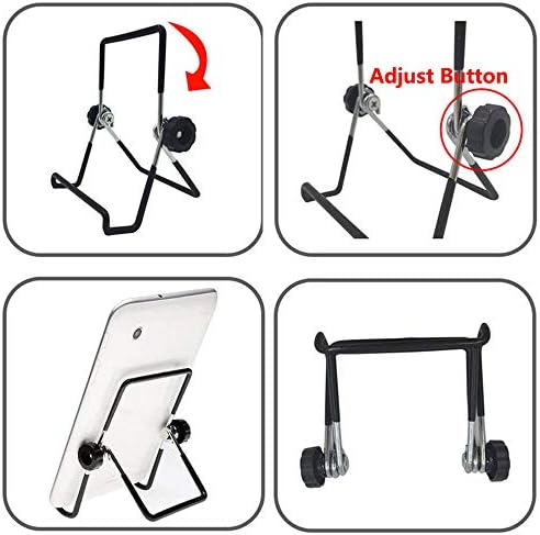 VOVIGGOL Adjustable Tablet Stand Holder, Non-Slip Foldable Holder Cradle Fit for 9-12.9" Tablets, iPad, Samsung and Kindle Fire, Display Stands Picture Frame Stand for Photos (Large Black)
