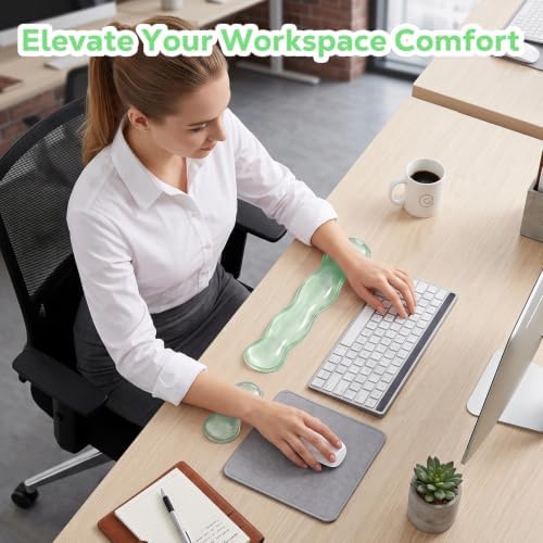 Moko Gel Wrist Rest for Keyboard and Mouse, Clear Hand Rest, Clear Green