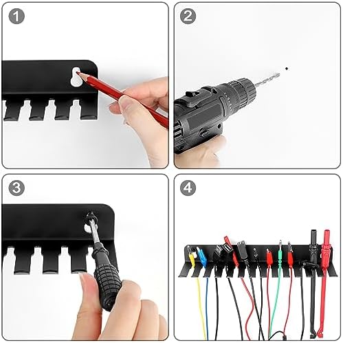 Sumnacon Wall Mounted Cable Hanger and Organizer, 13 Cable Slot Cable Hanger,Iron Cable Rack-Slots Width from 6 to 9mm for Cord Management,Black