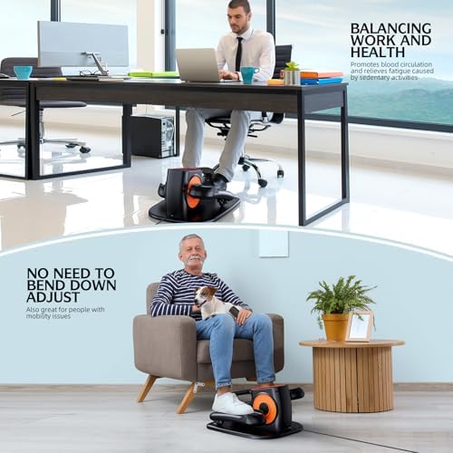 Under Desk Elliptical Machine, Electric Ellipse Leg Exerciser While Sitting for Seniors, Quiet Portable Elliptical Machine with 12 Adjustable Speeds, Seated Pedal Exerciser with Remote Control