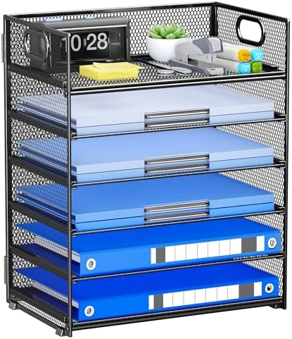 6-Tier Paper Organizer for Desk with Handle