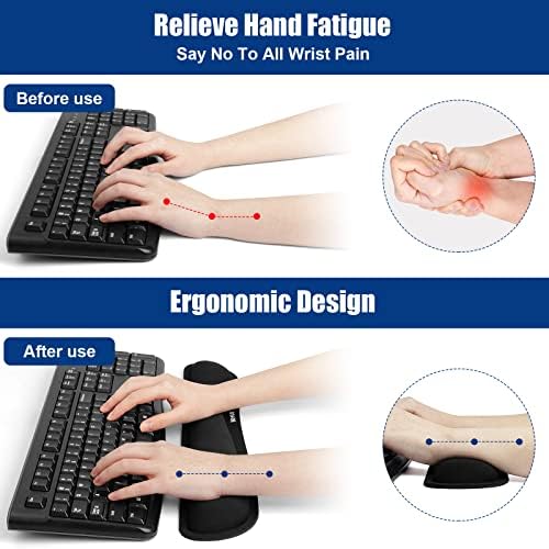 Keyboard Wrist Rest, Gel Memory Foam Keyboard Pad with Wrist Support for Easy Typing & Pain Relief, Comfortable Keyboard Rest Suit for Computer, Laptop, Office & Home (Black)