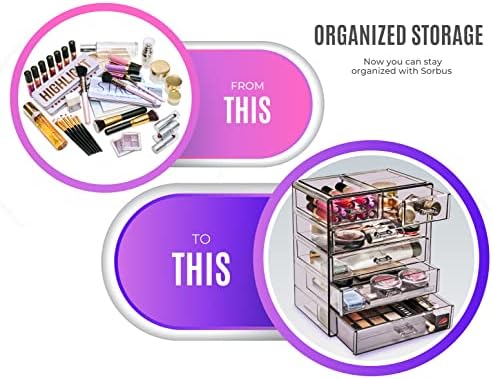 Sorbus 6-Drawer Makeup Organizer with Small & Wide Drawers (Purple)