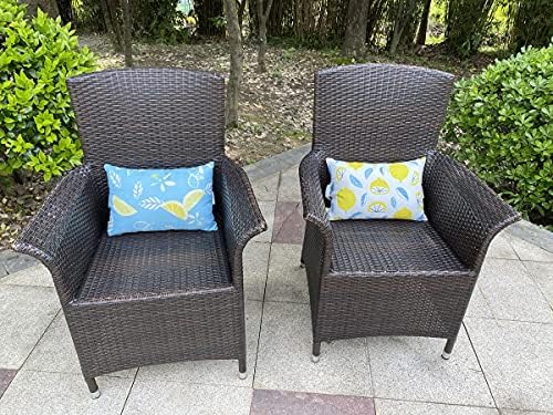 Outdoor Patio Chaise Lounge Small Headrest Waterproof Pillows with Insert & Adjustable Elastic Stripe,Garden Furniture Sofa Office Chair Seat Yellow 2 Pack