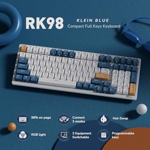 RK ROYAL KLUDGE RK98 Wireless Mechanical Keyboard, 3750mAh, 96% Layout