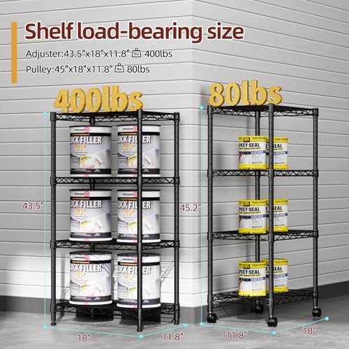 SINGAYE Small Wire 4 Adjustable Shelves Pantry Metal Shelf Floor Organizer