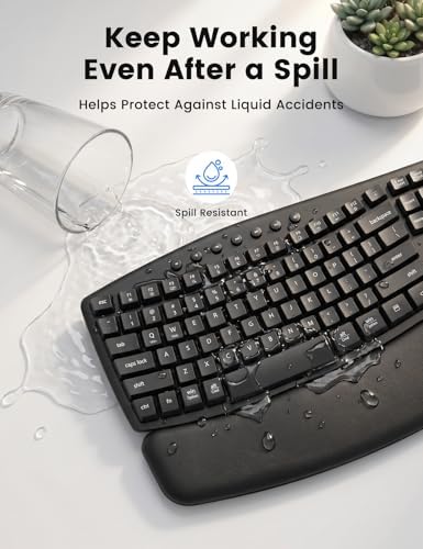 SABLUTE Wireless Keyboard and Mouse Combo, Ergonomic Wave, 30dB Quiet, MA41