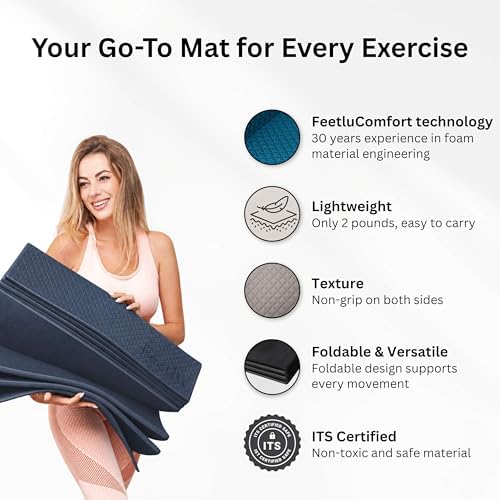 Foldable Yoga Mat, 72" x 24", 6/8/10/12mm