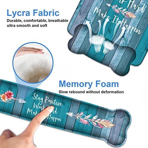 Keyboard Wrist Rest and Mouse Pad Wrist Support Set, Inspirational Quote Stay Positive Work Hard and Make It Happen Non-Slip Rubber PU Base for Home Office Working Studying Easy Typing & Pain Relief