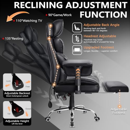 PRETZI Big and Tall Office Chair, High Back Ergonomic Desk Chair 400 LBS