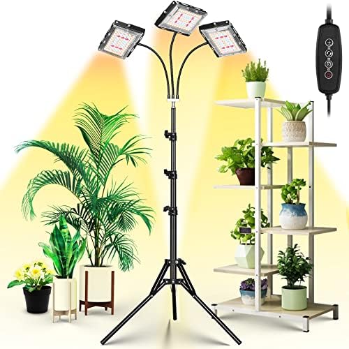 LBW Grow Light with Stand, Tri-Head LED Grow Lights for Indoor Plants