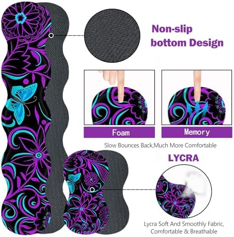 ARTSO Purple Desk Mat, Large Gaming Mouse Pad with Wrist Rest, Flower Butterfly XXL Mousepad+Keyboard Wrist Rest+Mouse Pad Wrist Support+Coaster Set for Home Office Accessories