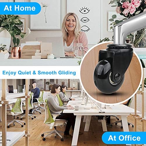 Office Chair Caster Replacement Wheel for Hardwood Floor and Carpet,2" Heavy Duty Universal Floor Safe Caster Set of 5,Rubber Wheels Office Chair to Replace Office Chair mats,fits 98% Chairs