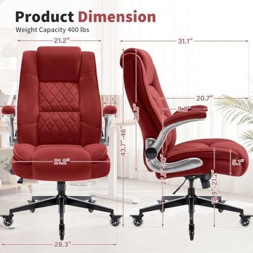 Fabric High Back Office Chair, Thick Padded Ergonomic Computer Desk Chair