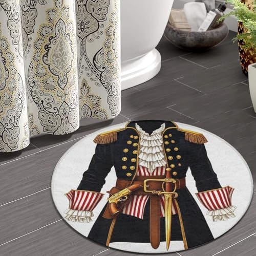Large Home Decor Mat, Soft Round Yoga Carpet, Non Slip Machine Washable Home Office Circle Rug Pirate Costume
