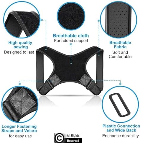Adjustable Posture Corrector Brace for Men Universal Fit Upper Back, Shoulder & Clavicle Support, Helps Improve Posture & Relieve Neck, Shoulder & Back Pain (Patented Design)