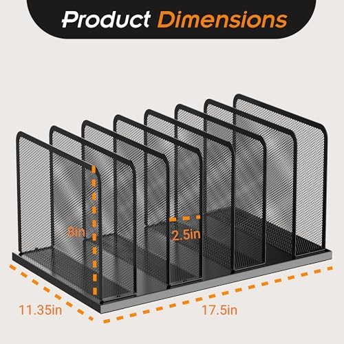 Kuntine.B 7-Section Upright Desk File Organizer Black 2 Pack
