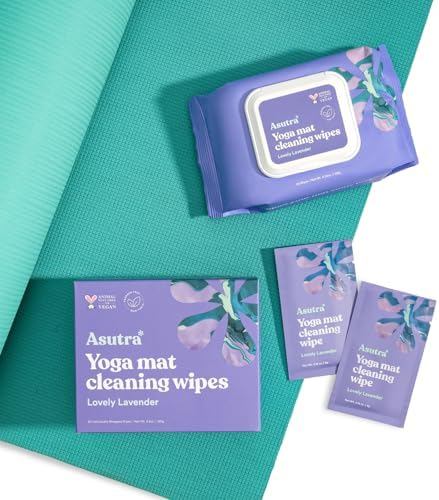 ASUTRA Yoga Mat Cleaning Wipes (Lovely Lavender) (2 Boxes = 60 Wipes)