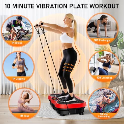 Vibration Plate Exercise Machine, 130 Levels Full Body Workout Vibrating Plate for Lymphatic Drainage Weight Loss, 450 Lbs Capacity Shake Platform with Bluetooth for Women Men