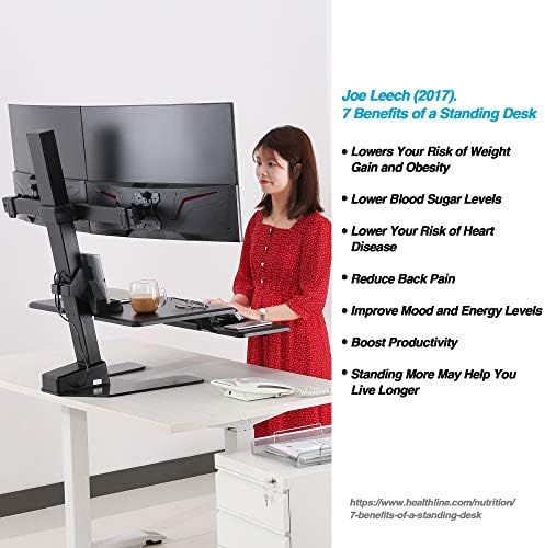 AVLT Electric Standing Desk Converter for Dual 32" Monitors Motorized