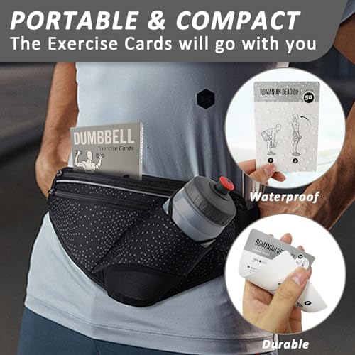 Dumbbell Workout Cards, 62 Large 5"x3.5" Exercise Cards for Home & Gym, Strength Training, Muscle Building, Beginner Fitness Guide, Fitness Cards for Men & Women