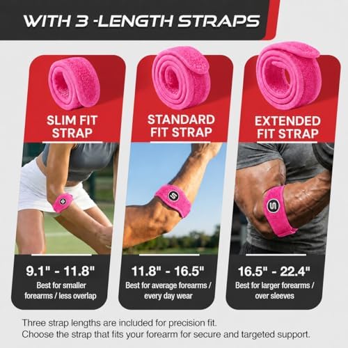 Sleeve Stars Tennis Elbow Brace Men & Women, Fits 9"-23" (Pair/Hot Pink)