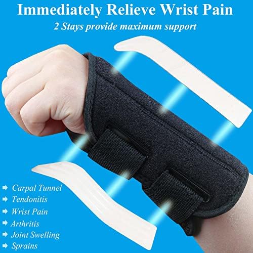 Carpal Tunnel Wrist Brace, Adjustable Wrist Support Brace, Night Wrist Sleep Supports Splints Arm Stabilizer (Right Hand, S/M, Black)