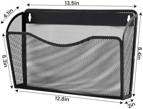 Gawerk 6 Pack Wall File Organizer, Mesh Wall File Pocket Mail Organizer Hanging Metal Vertical Wall Mounted File Holder for Office/Home