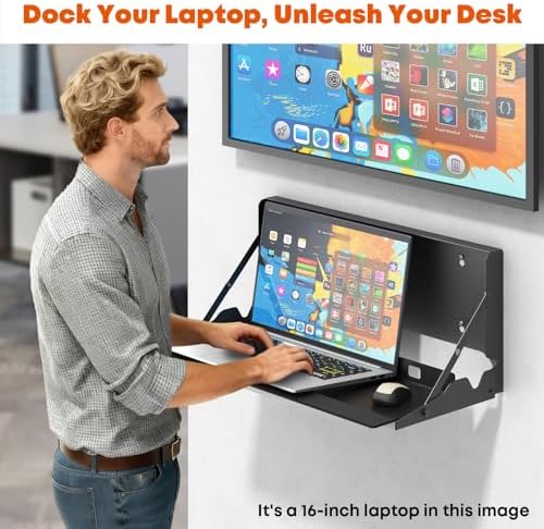 24 Inch Flip Down Keyboard Tray Wall Mount, Fold Down Typing Platform