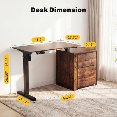 Compact Electric Height Adjustable Standing Desk, 48" x 18" Sit Stand Workstation with Smooth Motorized Lift, Narrow Ergonomic Home Office Computer Desk for Monitors & Laptops,28.3"-46.5" Height