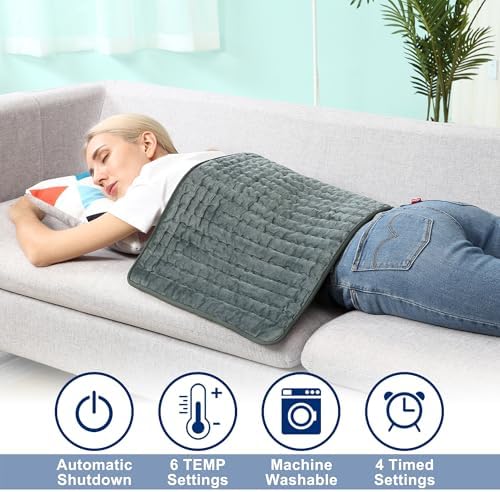 33x17 Inch Electric Heating pad for Back Neck Shoulder Knee Arms Legs- Electric Heat Pads with 6 Heat Settings & Auto Shut Off &Dry/Moist Heat Heating Pad for Birthday Mother Father Gril Men Women