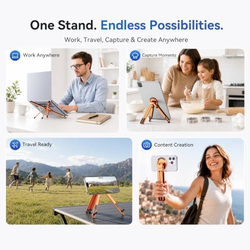 Portable Laptop Stand, 3-in-1 Magnetic Foldable Adjustable, for Desk