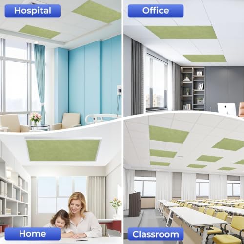 6 Pcs Fluorescent Light Covers for Ceiling Lights Green Olive Grunge Matte Magnetic Light Filters Decorative for Classroom Office Hospital Home 4x2 Ft