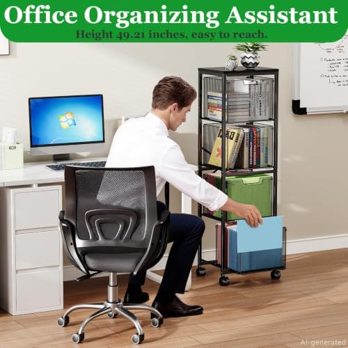 Sbanmao 4 Drawer Rolling File Cabinet, Mobile Filing Cart with Wheels Black